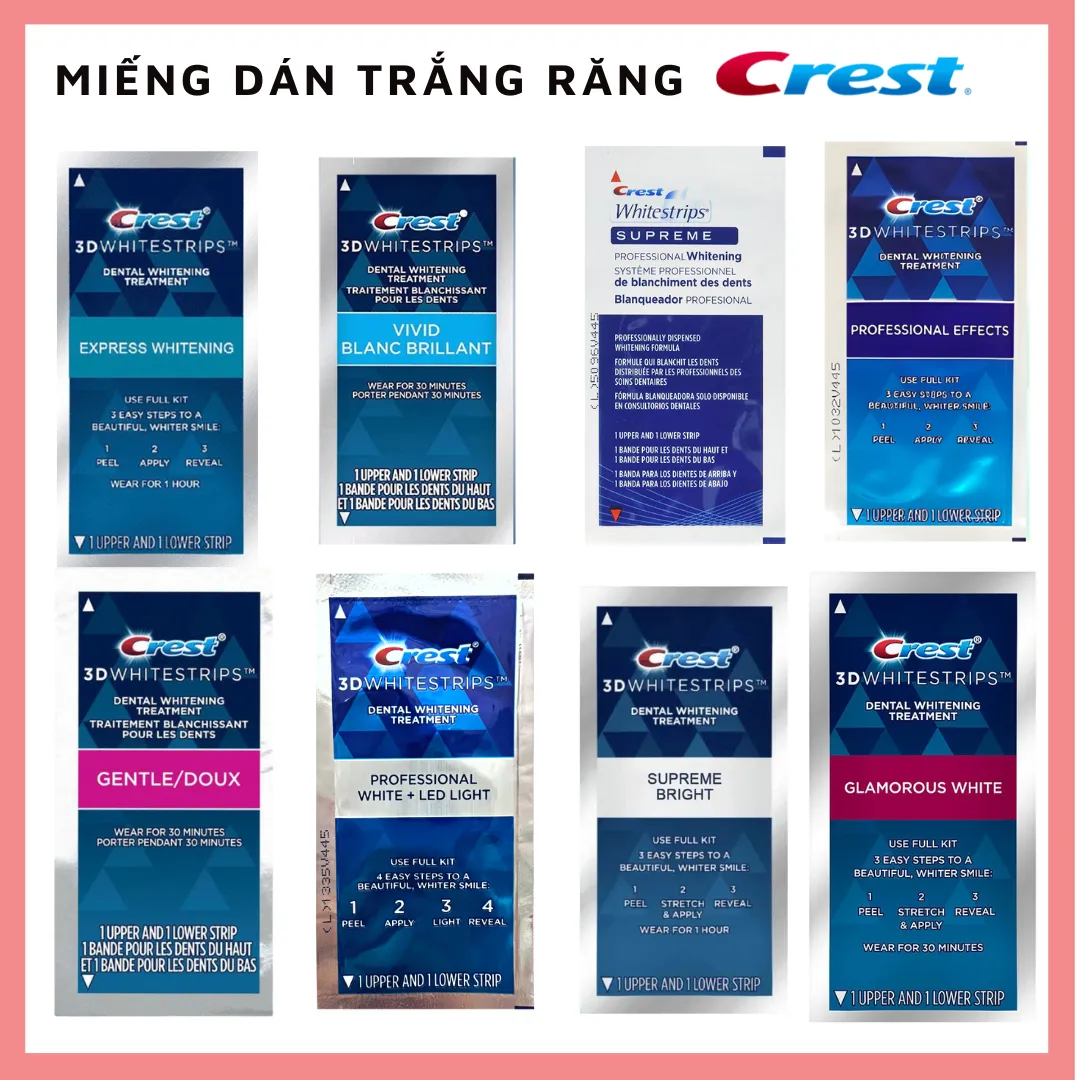 miếng dán trắng răng crest 3d white của mỹ