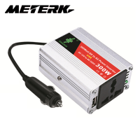 Meter อินเวอร์เตอร์แบบพกพาเพาเวอร์อินเวอร์เตอร์รถยนต์ DC12Volt To AC220Volt หม้อแปลงไฟฟ้า300W รถตัวแปลงไฟฟ้าอะแดปเตอร์ USB อัตโนมัติอินเวอร์เตอร์