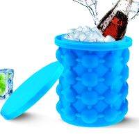 Z20 Dropshipping Portable 2 in 1 Large Silicone Ice Bucket Mold with Lid Space Saving Cube Maker Tools for Kitchen Party Barware