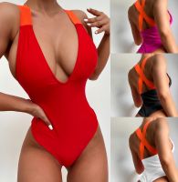 [COD] Foreign trade AliExpress womens solid plate with one-piece swimsuit sexy bikini LZ140