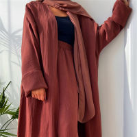 เปิด abayas kimono ผู้หญิงมุสลิม Cardigan Maxi ชุดเสื้อผ้าอิสลามดูไบซาอุดีอาระเบีย Robe Casual Kaftan ramadan Eid outwear jala keymap