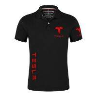 Tesla Logo Summer New 2023 Printed Polo Classic Top Outdoor  T-shirt Casual Short Sleeve Pure Polyester material Mountain Climbing（Contact the seller, free customization）