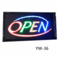 PT SHOP ป้ายไฟ LED  OPEN ป้ายไฟสำเร็จรูป ขนาด48*25 ซม. อักษร ตกแต่งหน้าร้าน LED SIGN ข้อความ YW-36