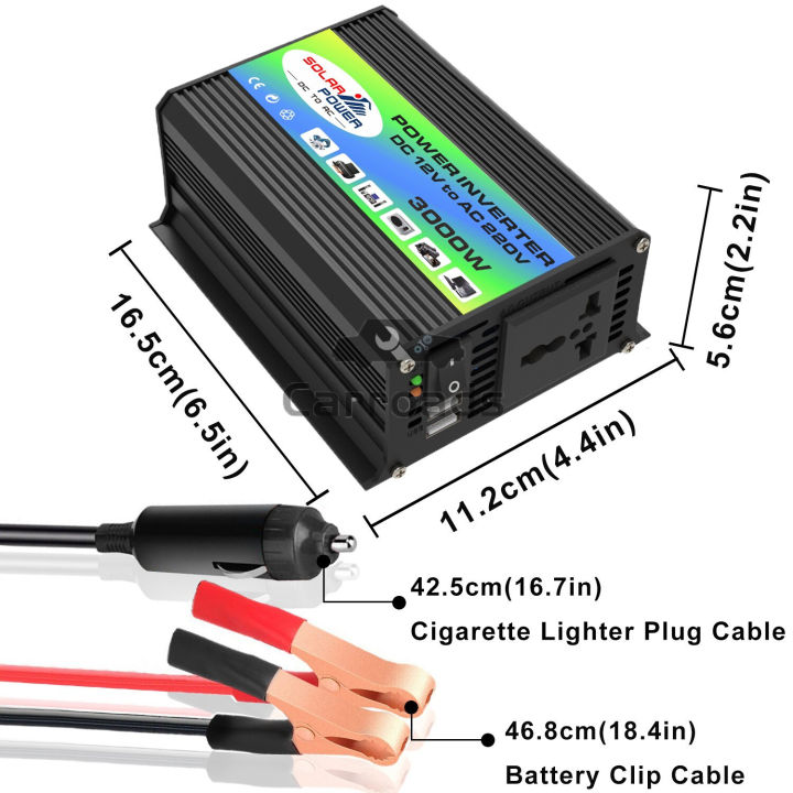 อินวอเตอร์4000w-อินเวอร์เตอร์12v-ตัวแปลงไฟฟ้า12v220v-มอแปลงไฟ12vเป็น220v-อินเวอเตอร์-ตัวแปลงไฟ-auto-car-inverter-12v-to-220v