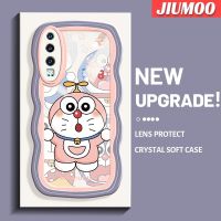 เคส JIUMOO สำหรับ Huawei P30 P30 Pro P30 Lite เคสลายโดราเอมอนสีชมพูน่ารักแฟชั่นสีสันสดใสขอบครีมเคสโทรศัพท์แบบใสกันกระแทกปลอกซิลิโคนนิ่มเคสโปร่งใสป้องกันเลนส์กล้อง