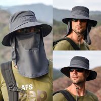 【LZ】❦❍❇  Homens e Mulheres Respirável Chapéu de Pescador Chapéu de Sol Secagem Rápida Exterior Pesca Rosto Verão Equipamento de Camping