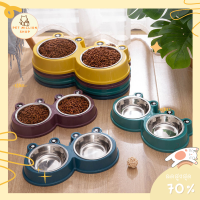 ?Pet million shop? ?พร้อมส่ง?ชามอาหารสัตว์ หน้ากบ 2 ช่อง Frog Double Pet Bowl ที่ใส่อาหารสัตว์ ทนทาน แข็งแรง ชามเดี่ยว ชามใส่อาหารกันมดมีหลายสี