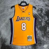 ร้อนแรงกดเสื้อกีฬาของแท้สำหรับผู้ชาย Los Angeles Lakerss Shaquille OAL &amp; Kobee Bryantt Mitchell Ness 1999-00 Hardwood CLASSIC Jersey-สีเหลือง