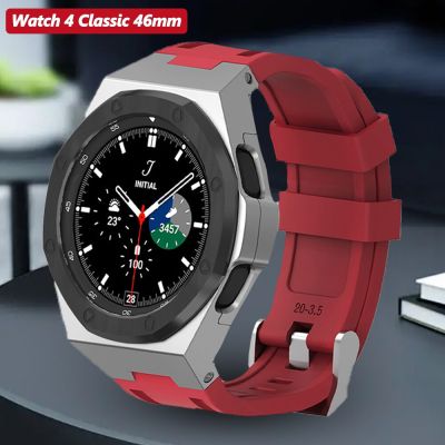 Luxury Stainless Steel Case For Samsung Watch 4 Classic 46MM Modification Kit For Watch 5Pro 45Mm Watch4/5 44 40Mm Rubber Strap