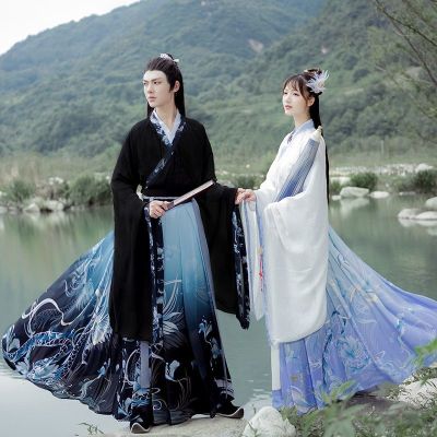 Hanfu กระโปรงยาวเอว CP คู่หญิง,เสื้อนักเรียน Hanfu ผู้ชายและผู้หญิงฤดูใบไม้ผลิและฤดูใบไม้ร่วง