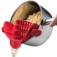 Clip On Strainer Silicone for All Pots and Pans Pasta Strainer Clip on Food Strainer for Meat Vegetables Fruit Kitchen Colander