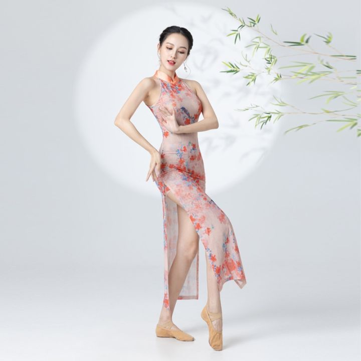 hanfu-square-classical-dance-gauze-printed-cheongsam-suit-square-dance-oriental-classical-cheongsam-dance-practice-skirt