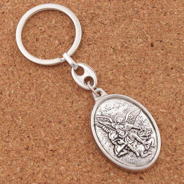 cw-2pcs-12colors-catholic-patron-st-michael-the-archangel-2inch-medal-keychain-k1746