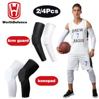 Worthdefence 2PCS Basketball Knee and Elbow Pads Protector Compression Arm Sleeve Brace Kneepad Fitness Volleyball Joint Support