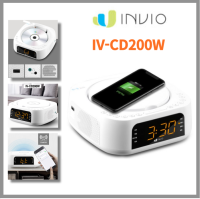 Invio IV-CD200W เครื่องเล่นซีดีวิทยุนาฬิกาชาร์จไร้สายโทรศัพท์มือถือบลูทูธ4.2ฟังก์ชันวิทยุ FM USB  ดิจิตอลหน่วยความจำ AUX ฟังก์ชัน EQ ฟังก์ชันหรี่ฟังก์ชั่นแนะนำ