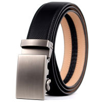 Mens Belt Leather Black Auto Buckle Cowhide Formal Wasit Strap Male High Quality Ratchet Belt Business Styles 110-130 cm