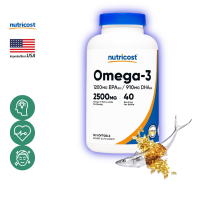 นูทรีคอสท์ โอเมก้า-3 2500 mgs x 120 เม็ด น้ำมันปลา Nutricost Omega3 Fish Oil /กินร่วมกับ แอสต้าแซนทีน บิลเบอร์รี่ คอลลาเจน ถั่งเช่า คอร์ดิเซพส์ กาบา กระเทียมสกัด กรีนที กลูต้า ลูทีน โอเมก้า 3 พิคโนจีนอล ขมิ้นชัน วิตามินซี