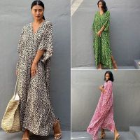 COD DSFGRDGHHHHH Women Bathing Suit Cover Up Ethnic Print Kaftan Beach Maxi Dress New Rayon Leopard Loose Large Kimono Cover Ups Robe Bikini Swimsuit Holiday Sunscreen Kaftan