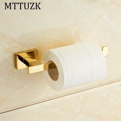 MTTUZK Gold Toilet Paper Holder Square Base Simple Bathroom Accessories Wall Mounted Matte Black Roll paper holder