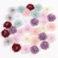 hot【cw】 10Pcs 4cm Flowers Yarn Artificial Dresses Clothing Childrens Hair Accessories