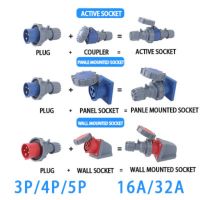 IP67 NEW Industrial Plug and Socket 16A 32A 3 Pin 4 Pin 5 Pin /220V 380V 415V Wall Mounted Socket Panel Mounted Coupler