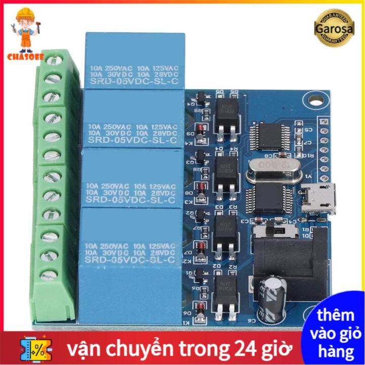 Relay Module 4 Ways LED Indicator Transition Protection 8 Bit Microcontroller Chip USB Long