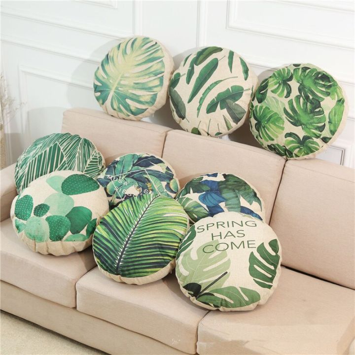 45cm-round-tropical-plant-circular-printed-home-decor-sofa-car-seat-decorative-cushion-cover