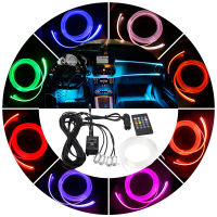 RGB รถ LED บรรยากาศ Light Strip 8สี Optical Fiber Bright รีโมทคอนลโคมไฟสำหรับตกแต่งภายในรถยนต์