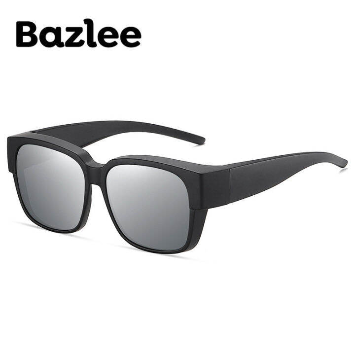 bazlee-แว่นตากันแดดโพลาไรซ์แบบพอดีตัวกว่าสำหรับผู้ชายและผู้หญิงแว่นตากระจกทรงสี่เหลี่ยมแว่นตาขับรถกลางแจ้งเดินป่าตั้งแคมป์ตกปลา