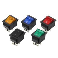 5Pcs KCD4 Rocker Switch Power Switch Self Lock 2 Position 4 Pins With Light 15A 250VAC/20A 125VAC 32x25mm