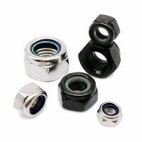 20100Pc M2 M2.5 M3 M3.5 M4 M6 M8 M10 M12 304สแตนเลสสีดำ Hex ไนลอนใส่ล็อค Nut Hexagon Self-Locking Locknut