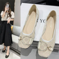 2022 The Latest Mesh Breathable Fashion Single Shoe Hollow Out Soft Bottom Beans Shoes Young  Small Fragrance Style Flat Shoes