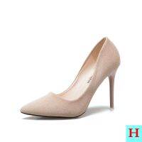 COD DSFGRTUTYIII High Heels Womens Fat Foot Width 6-8cm Apricot Suede Student Ceremony Formal