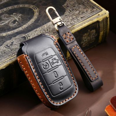 Luxury Leather Car Key Case Cover Fob Protector Keychain Holder Accessories for GM GMC Dodge Ram Dart Keyring Protective Shell