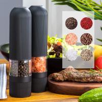 3pcs Electric Salt and Pepper Grinder Set Black Adjustable Coarseness Mills for Spice with Ceramic Core Home Grinding Tools set