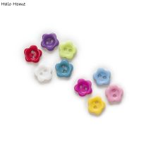 100pcs Mixed Color 2 Hole Flower Resin Buttons Clothing Home Decor Sewing Scrapbooking 11mm Haberdashery