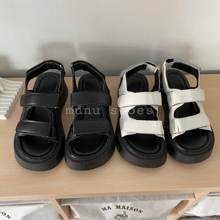 พร้อมส่ง-summer-velcro-sandals-รองเท้าหนังรัดส้นสไตล์เกาหลี