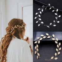 【YF】 Gold Color Bridal Tiaras Headbands for Wedding Hair Accessories Women Jewelry Leaf Headdress Ornaments Brides