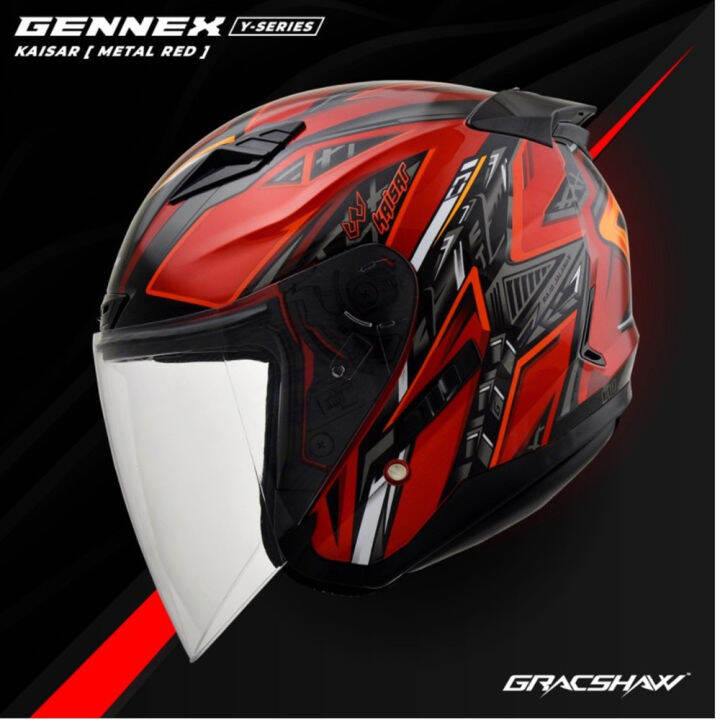Gracshaw Gennex G535 Double Visor Helmet Kaisar Red/Candy Red Lazada