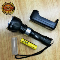 Diving Flashlight LA&amp;A ไฟฉายดำน้ำ ไฟฉายแรงสูง กันน้ำได้ส่องสว่าง ส่องในน้ำลึก รุ่น9002 LEDแสงสีขาว ตัวไฟฉายสีดำใส่ถ่านชาร์จ1ก้อน Diving Flashlight Scuba Torch Lamp - intl