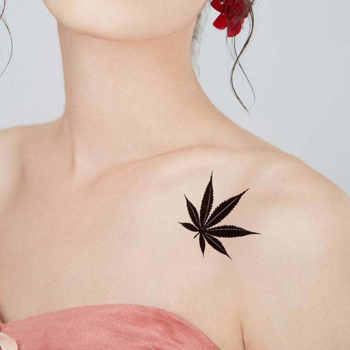 cw-1pcs-waterproof-temporary-tattoo-sticker-black-maple-leaf-fake-tattoo-for-women-men-body-art-shoulders-neck-arms-tatoo