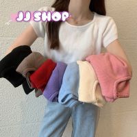 zhouyiping Shop​?​พร้อมส่ง​ เสื้อครอปไหมพรม ใส่สบายผ้านิ่มสีให้เลือกมากมาย 9572-1