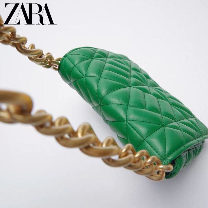 zara-women-กระเป๋า2023ขนาดเล็กใหม่หอมสไตล์เพชรกระเป๋าโซ่-super-ขนาดใหญ่-quilted-all-match-ขนาดใหญ่ความจุไหล่กระเป๋าแบบหนีบแขน