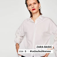 Zara เสื้อเชิ้ตดีเทลแจนลูกๆม้ผูกโบว์ D019-113