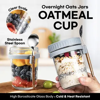 400ml Large Capacity Salad Cups Portable Overnight Oats Container