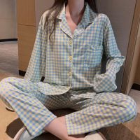 ☑۩℗ 2022 new pajamas women spring and autumn cotton long sleeve cardigan senior feeling can be worn outside the residential suit set