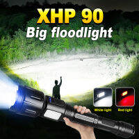 【การจัดส่งในประเทศไทย】XHP90 ไฟฉายไฟ ไฟฉายกันน้ำ 90W ไฟฉายพลังสูง 7 Modes Flashlight USB With 2*18650 Battery ไฟฉายแบบชาร์จ มีไฟกระพริบ ไฟฉายซูมได ไฟฉายแบบพกพากันน้ำปุ่มเดียวสว่างทั้งบ้านไฟฉาย ไฟฉายลิเธียม