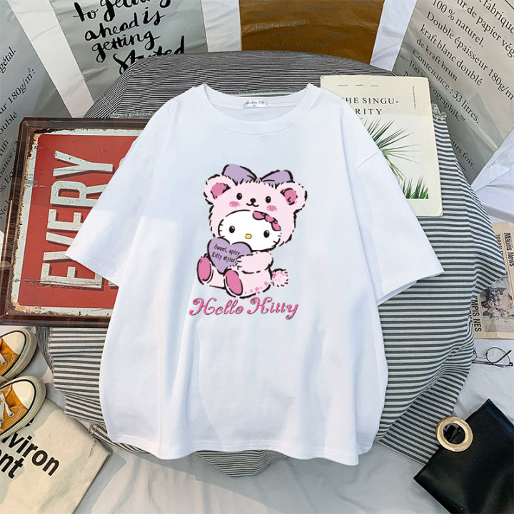 y2k Cartoon kuromi Streetwear Japanese Harajuku Hello Kitty Kawaii Casual  Tops Ulzzang Vintage Loose New T-shirt Female Summer