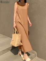 【HOT】✣☁✇ Neck Tanks Vestidos ZANZEA Fashion Sundress Female Robe