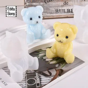 3D Teddy Bear Silicone Mold For Chocolate Ice Cube Making Molds Bow-knot  Bear Ice For Coffee Decoration Soft Silicone Material